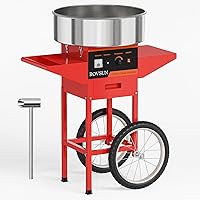 Vista 15 de ROVSUN Carrito de máquina de algodón de azúcar de 21 pulgadas, máquina eléctrica de algodón para hacer hilo dental con tapa, cuenco de acero