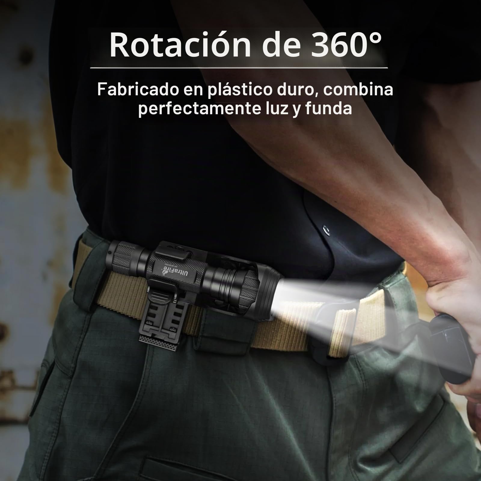 ULTRAFIRE Linterna táctica con estuche, 1200 lúmenes, linterna LED monomodo con cinturón de servicio soporte de antorcha, para aplicación de la ley, patrulla, seguridad, exterior, WF-501B PRO