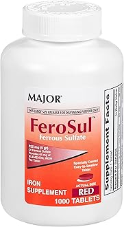 FeroSul - Ferrous Sulfate 325 mg Tablets - Iron Supplement for Women and Men - Specially Coated Easy-to-Swallow Tablets - Red - 1000 Count