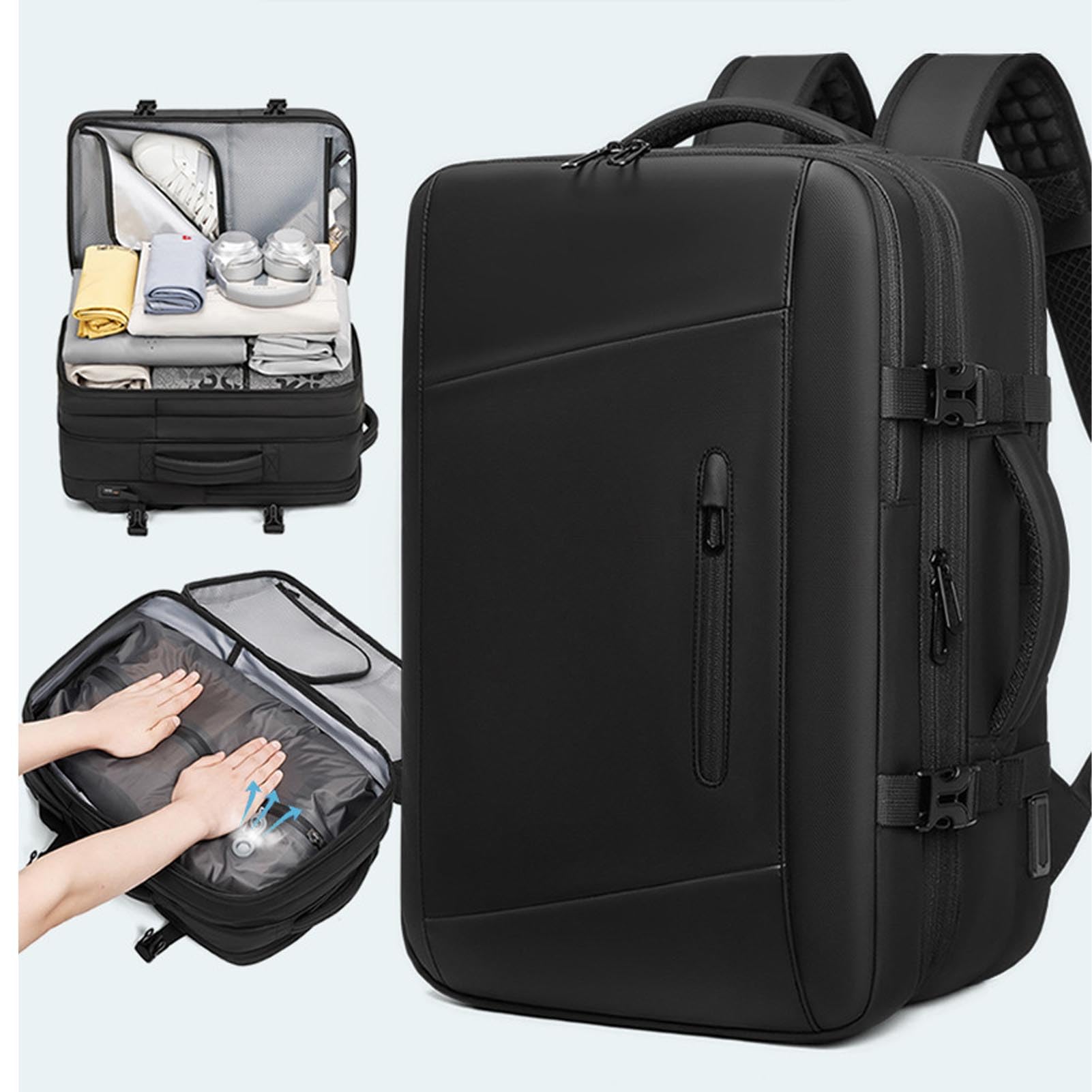Jectse Sac à Dos de Compression de Voyage, Sacs à Dos de 18 Pouces Extensibles pour Ordinateur Portable, avec un Verrouillage Anti-vol Transporte un Sac à Dos, un Sac de Voyage