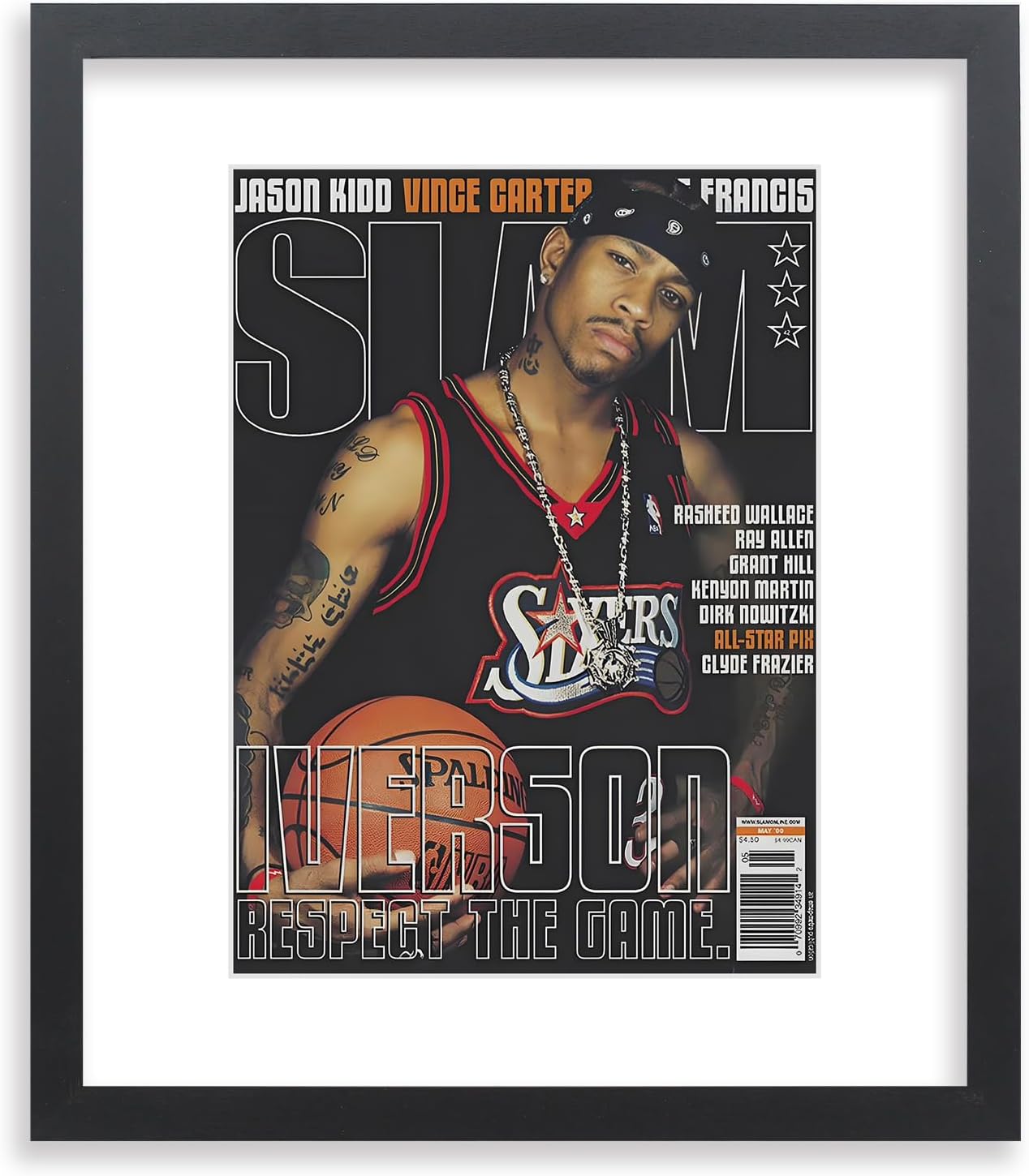 10.5" x 14" Magazine Frame Wood Black with White Mat for Sports Magazine Cover or Newspaper for Wall Mount 12x16 Picture Frame Wood for Magazine (FZ10514W)