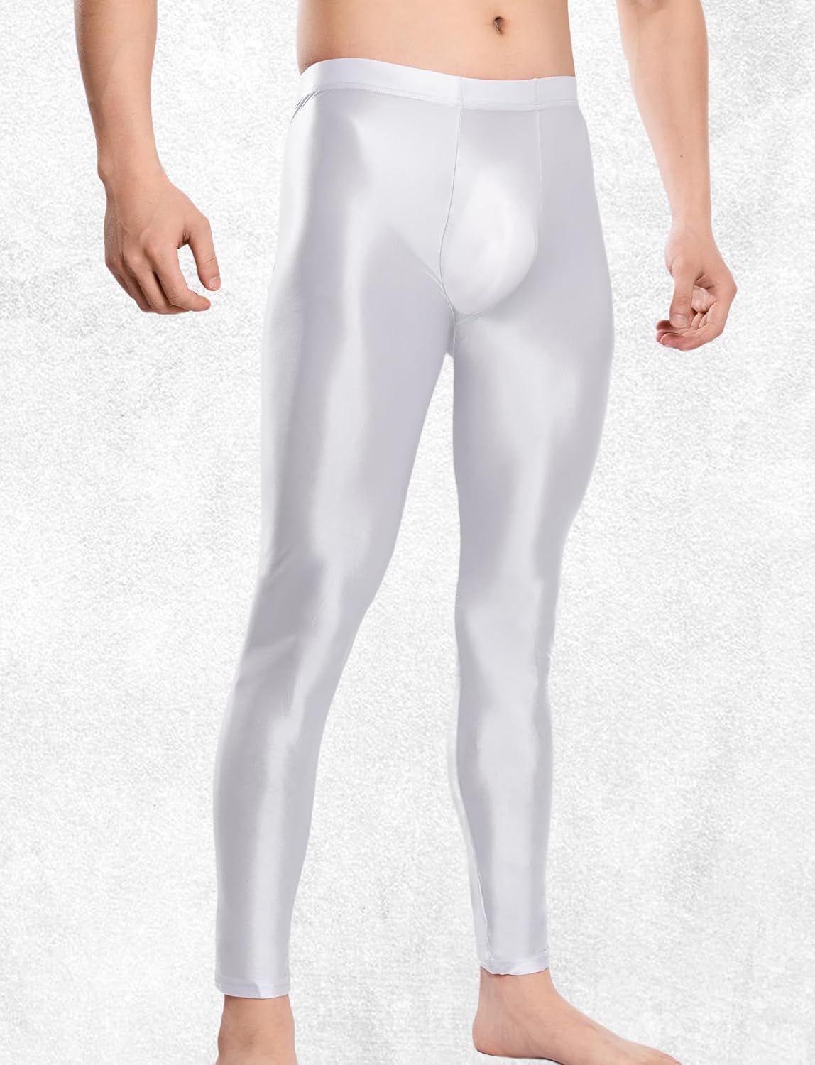 FEOYA Mens Oil Shiny Glossy Compression Pants Stretchy Nylon Smooth Leggings Tights Pants for Yoga Running Gym Workout - Image 3
