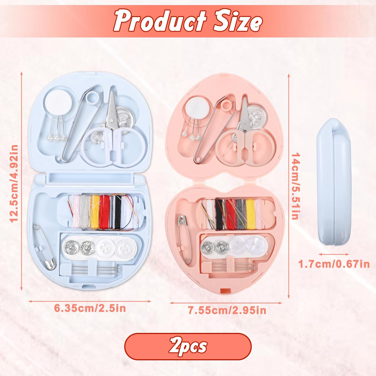 2 Pcs Mini Sewing Kit, Portable Travel Sewing Kit, Handheld