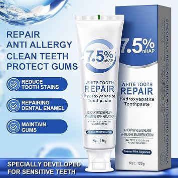 WEERSHUN Hydroxyapatite Toothpaste 7.5, Fluoride-Free, Mild Mint, Deep Cleaning Care for Sensitive Teeth, 4.23oz (1pcs)