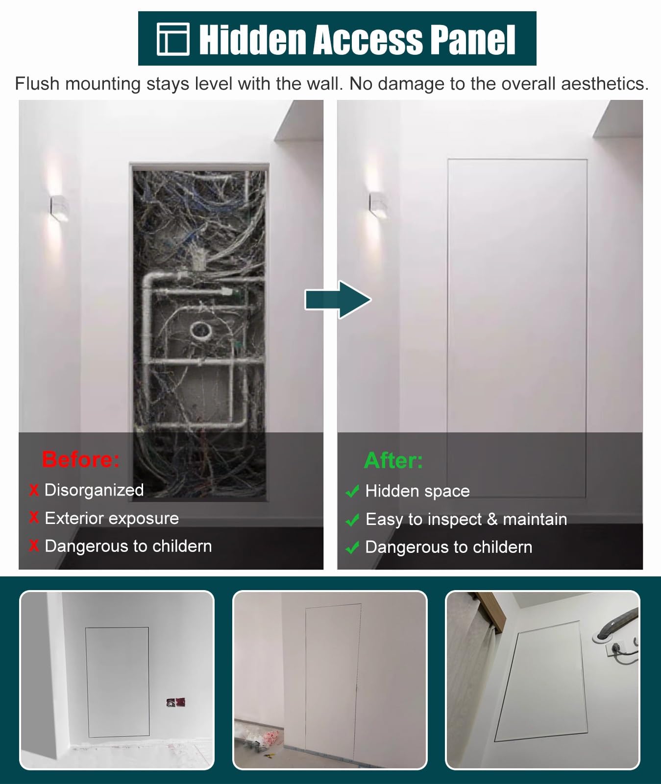 ZIMGOD Trampilla Pladur Puerta Empotrada con Panel de Acceso para Paneles de Yeso y Marco Metálico, Placas de Cubierta de Plomería Ocultas para Pared/Techo, Tapa de Registro(18x36in (45x90cm))