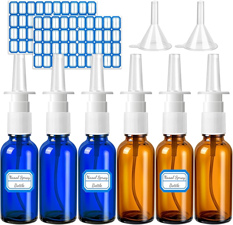 Frascos de spray nasal recarregáveis ZHWKMYP de vidro, 30 mL, Pacote com 10