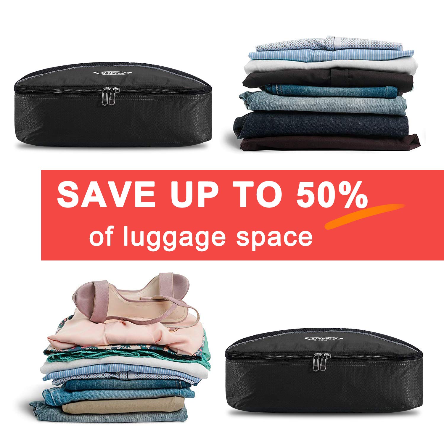 G4Free Set di 4/6 cubi da imballaggio per bagagli da viaggio, borse da imballaggio, bagagli da viaggio per vacanze e viaggi