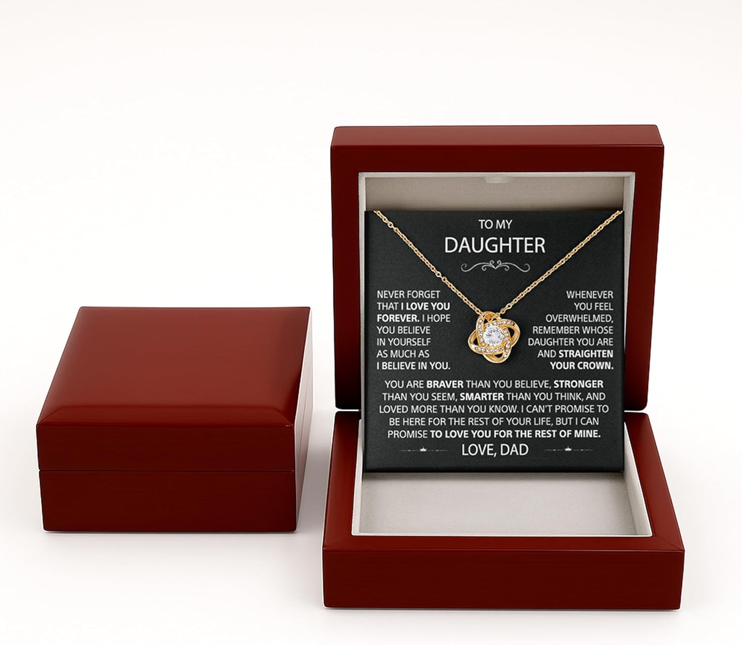 LUXUS™ Love Knot Necklace for Daughter – Inspirational 18K Gold Finish, Thoughtful Gift from Mom & Dad, Birthday, Graduation & Christmas Jewelry - Image 2