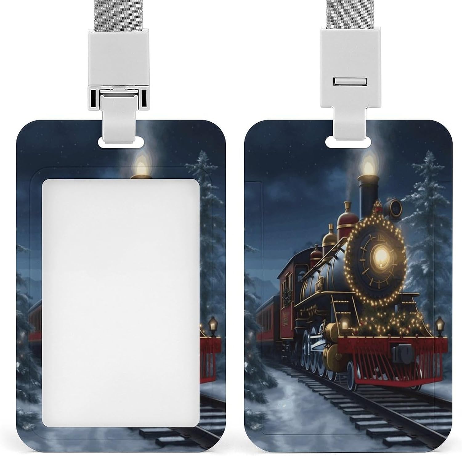 Sliding Christmas Train Id Badge Holder with Breakaway Lanyard
