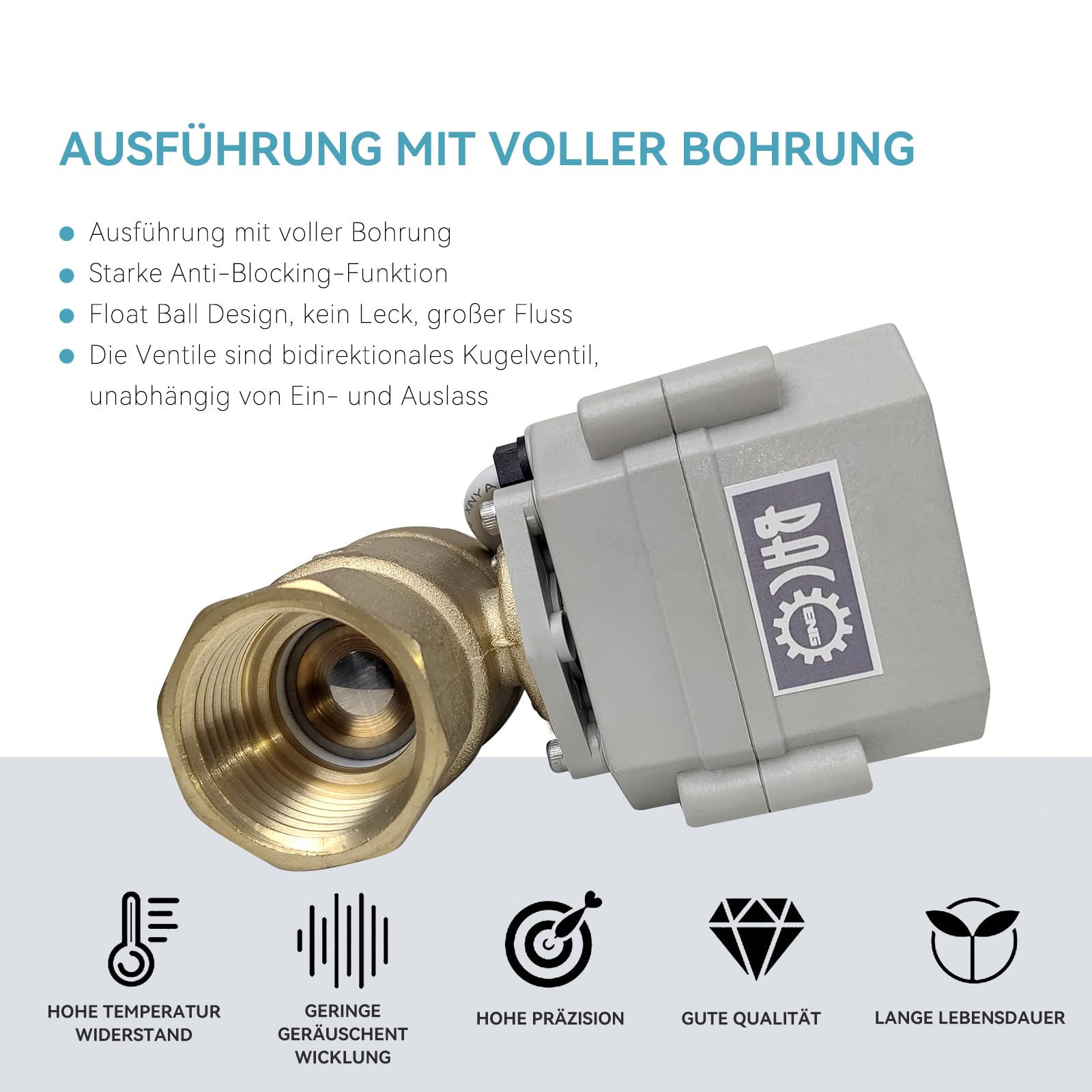 BACOENG Vanne 2 voies motorisée 1" DN25 Laiton AC110/230V CR202 normalement fermée