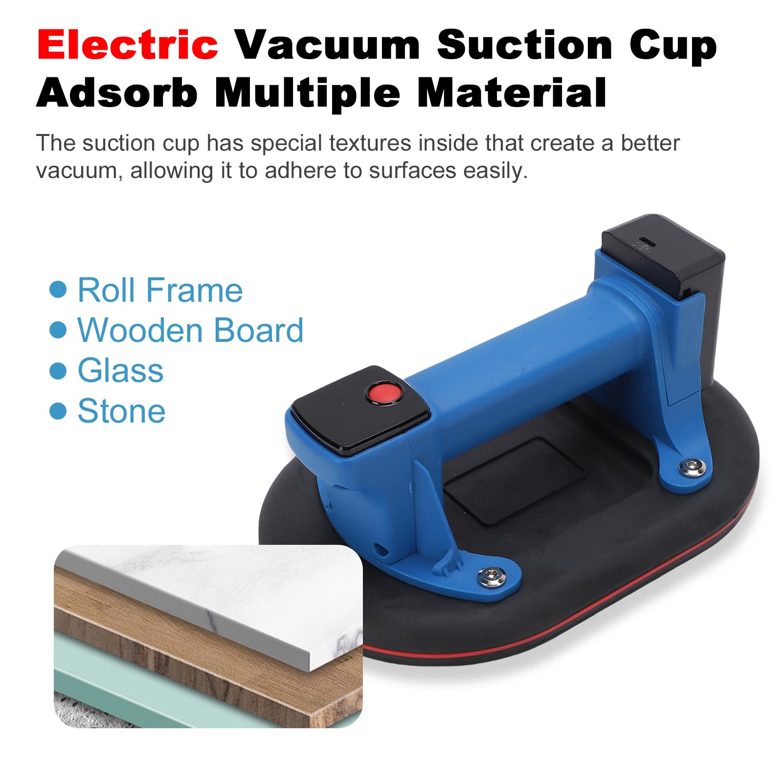 Ventosa eléctrica inalámbrica con capacidad de elevación de 440 lbs/200 kg, pantalla digital, batería de 3000 mAh para manejar vidrio, azulejos, madera y piedra