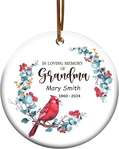 Adorno de Navidad conmemorativo con fecha en memoria de la abuela