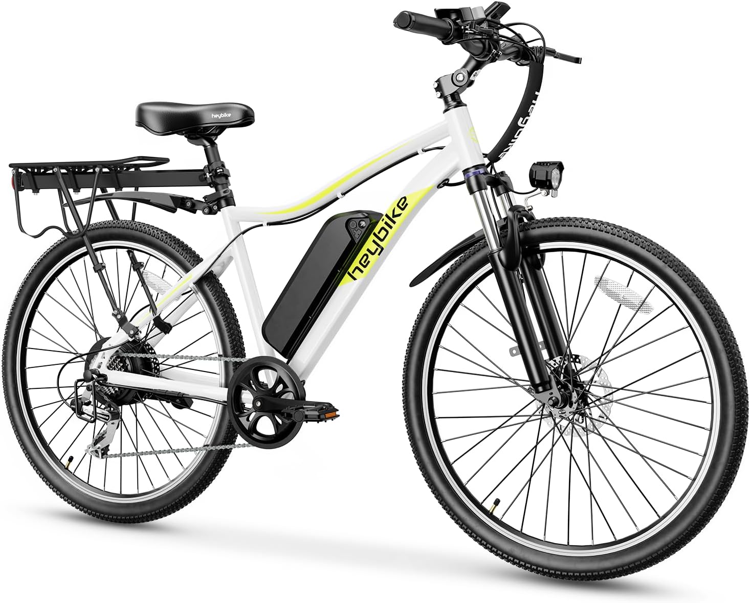 Heybike Race Max 27.5" Electric Bike for Adults 500W Brushless Motor 48V 12.5AH Removable Battery Ebike Light Weight Commuter Electric Mountain Bike Shimano 7-Speed Front Fork Suspension