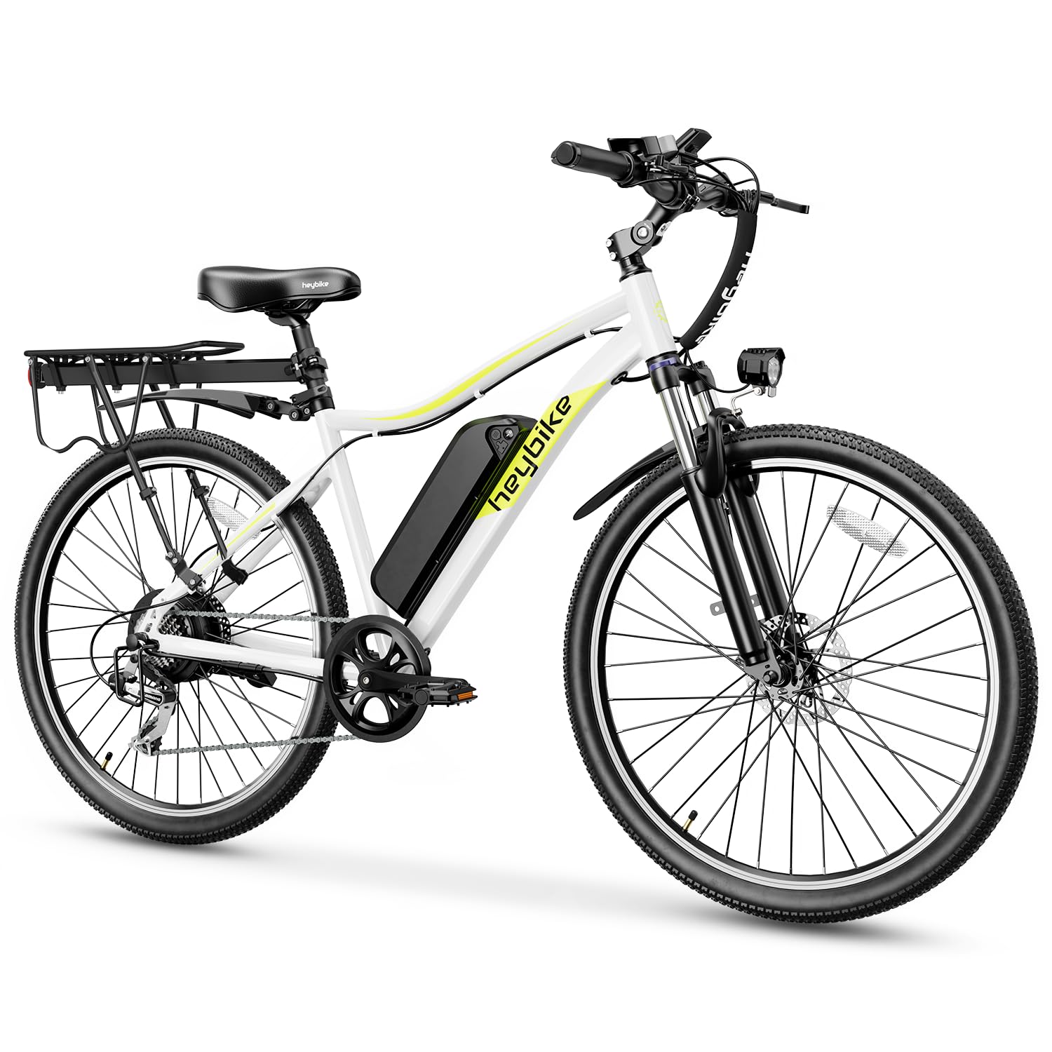 Heybike Race Max 27.5" Electric Bike for Adults 500W Brushless Motor 48V 12.5AH Removable Battery Ebike Light Weight Commuter Electric Mountain Bike Shimano 7-Speed Front Fork Suspension