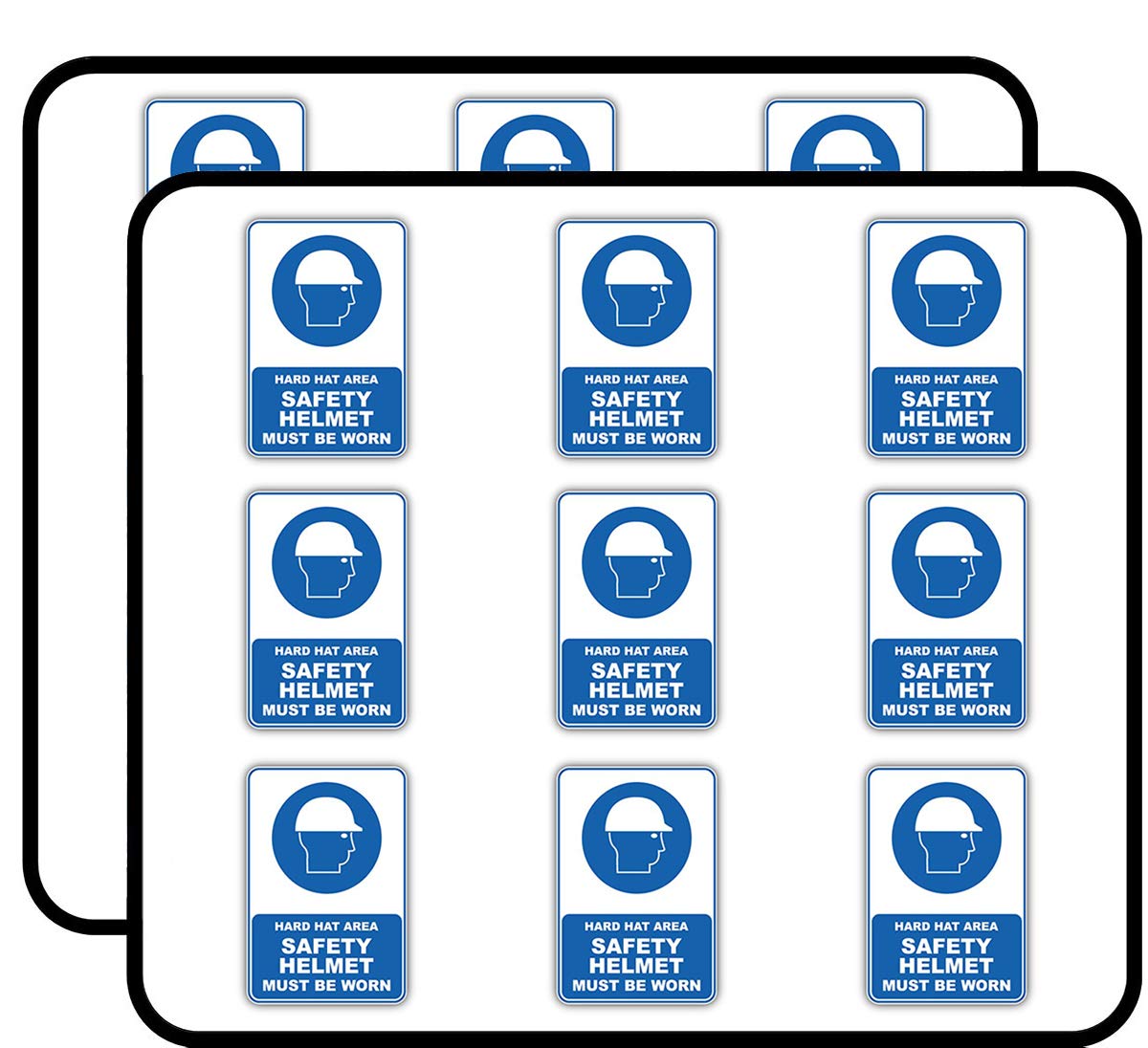 Wear Safety Helmet Mandatory Sign Art Decor 2" Each Sticker for Scrapbooking, Calendars, Arts, Kids DIY Crafts, Album, Bullet Journals 18 Pack