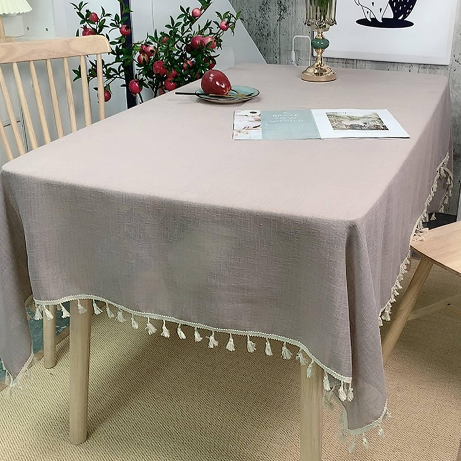 Nappe mariage champêtre rectangulaire 140x220 cm au style bohème uni