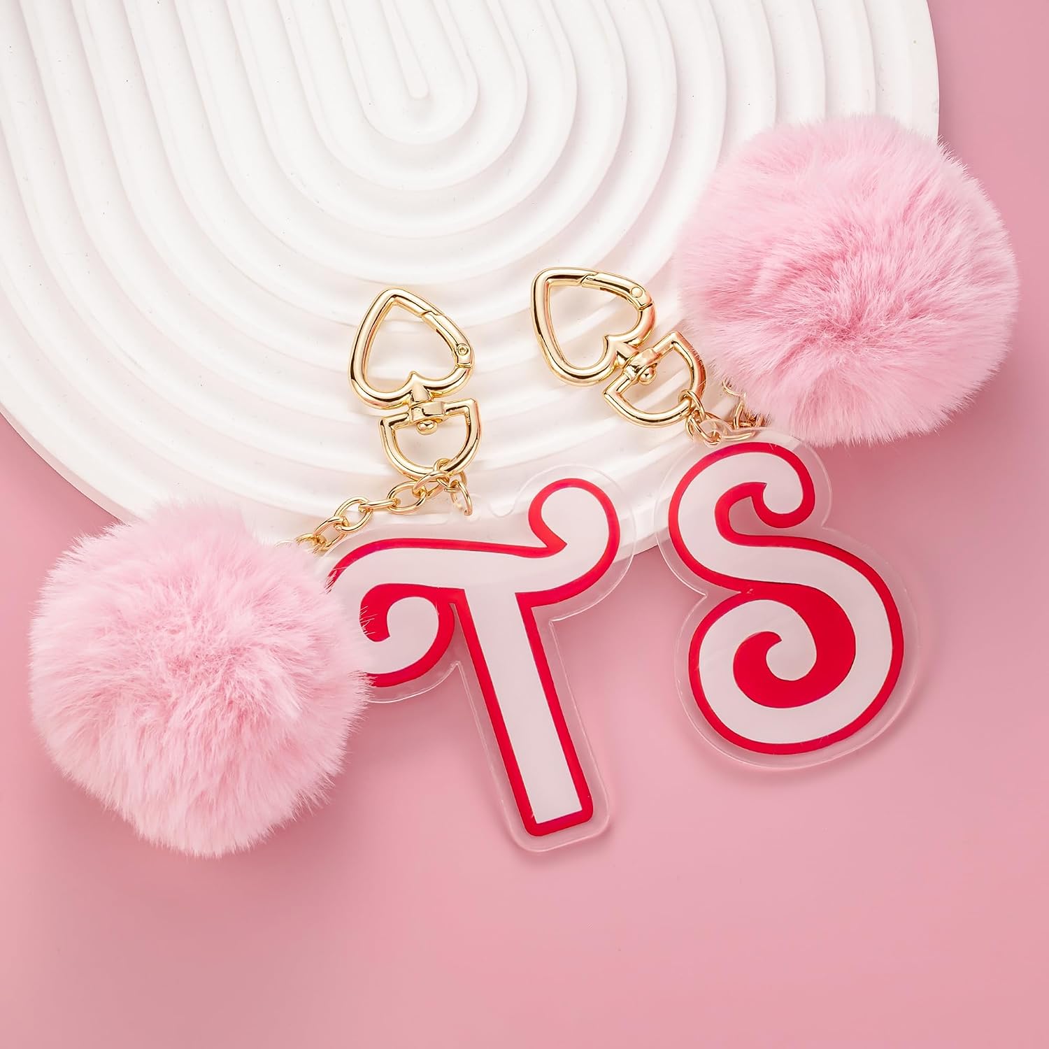 Letter Initial Keychain Faux Fur Ball Purse Charm Keychain Accessory Cute Keychain for Backpack image 4