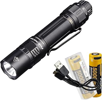 Fenix PD36 TAC 3000 Lumen Tactical Flashlight, USB Rechargeable, with 2X ARB-L21-5000U, and LumenTac Organizer
