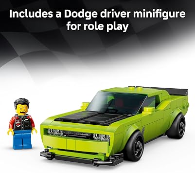 LEGO Speed Champions Dodge Challenger SRT Hellcat Sports Car Toy - Building Set for Learning, Play and Display - Kids Toy for Boys and Girls, Ages 9+ Birthday Gift Idea for Race Car Fans - 77237