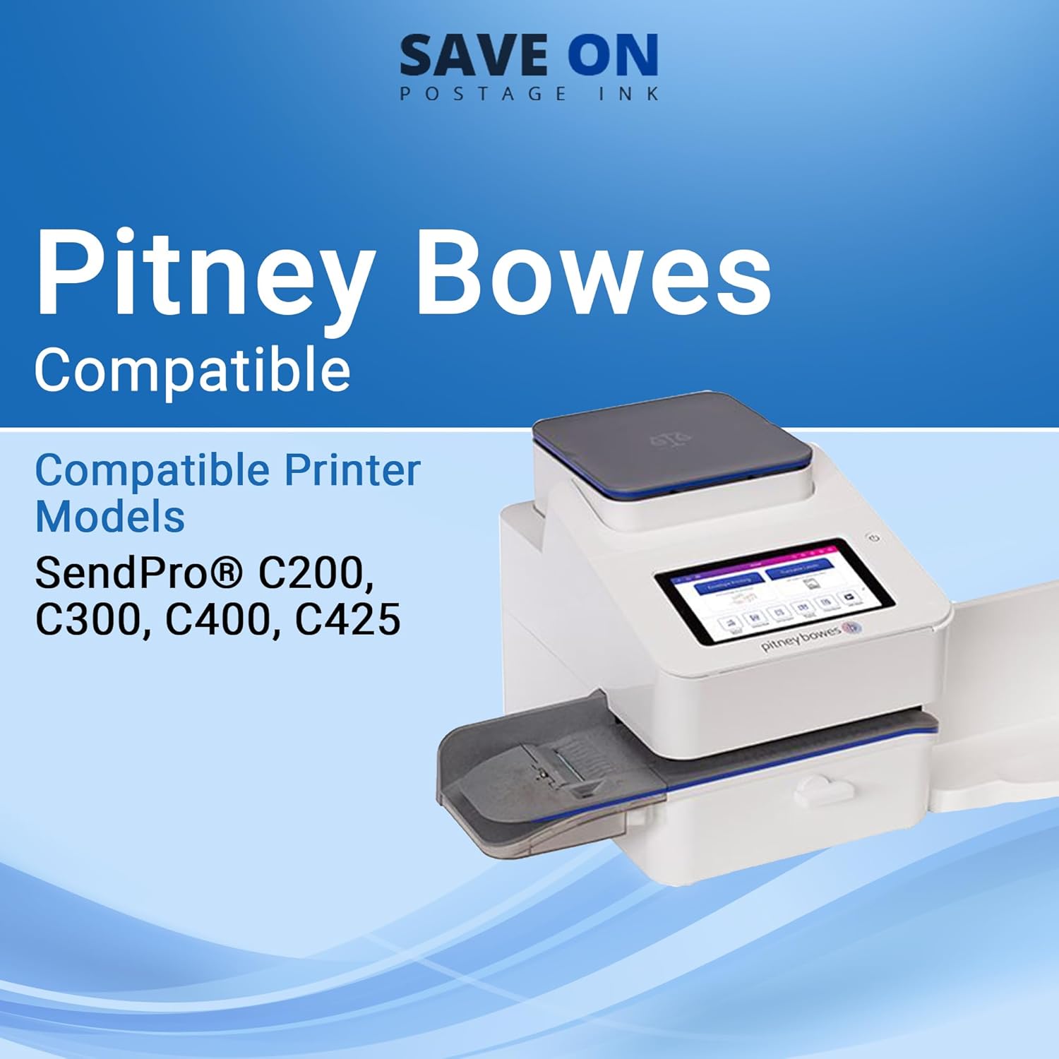 Save On Postage Ink (2 Pack SL-798-0 Compatible Pitney Bowes Ink Cartridge, Fluorescent Red Printer Ink Cartridge for SendPro+, SendPro C Series C200/300/400 Postage Meters - Replacement Printer Ink