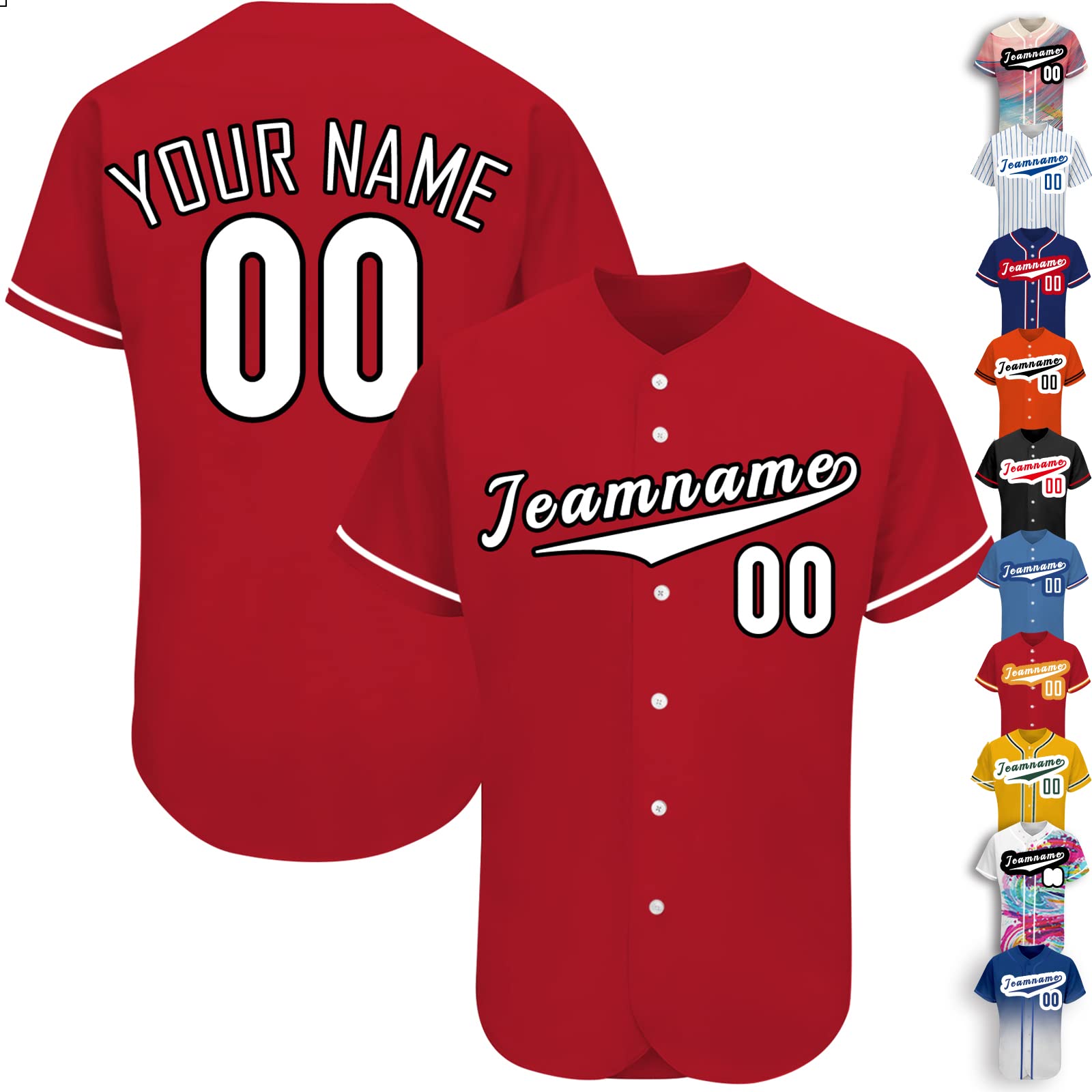 Custom Baseball Jersey Button Down Personanlized Printed Baseball Shirts Letter Number Sports Uniform for Men Women Youth