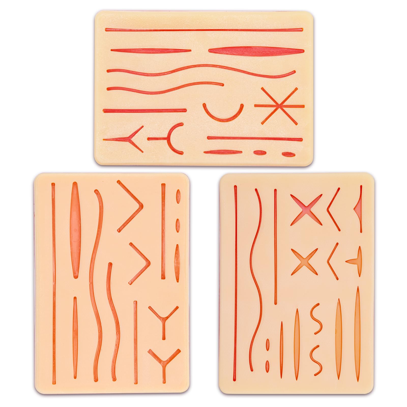 3-Piece Suture Pad, Suture Practice Pad with Various Wound Shapes, Suture Practice Kit, Suitable for Medical, Veterinary Medical Staff Training and Practice (Combination Three) — Amazon image 5