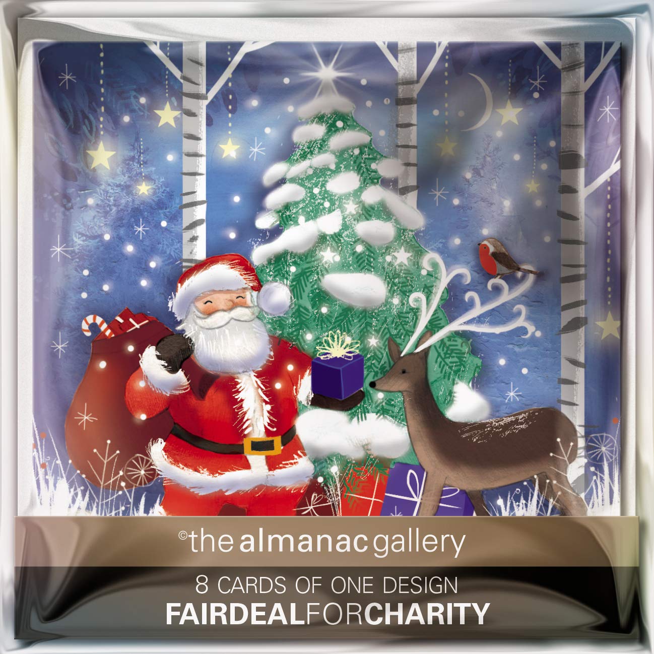 Pack of 8 Santa & Reindeer Mini Charity Christmas Cards Multiple Charities ASCX0284, 10cm x 10cm - Image 3