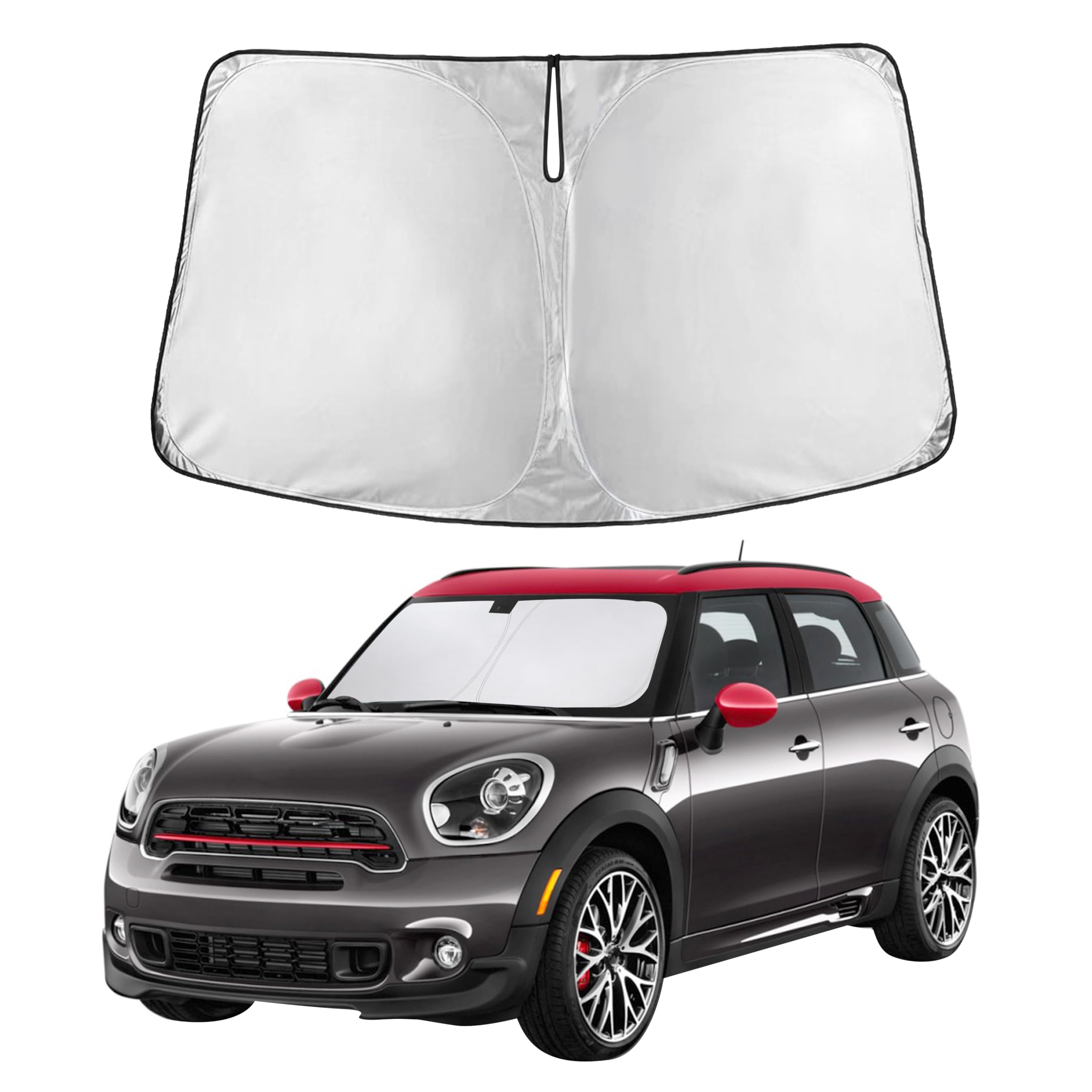 Autovir Windshield Sun Shade Fit for 2011-2014 2015 2016 Mini Countryman Cooper Sunshade, Front Car Window Shades Sun Visor, Blocks UV Rays & Heat, Car Accessories Fit for Mini Countryman Cooper 2011-2016