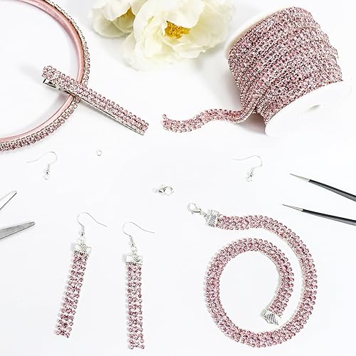 Miniatura 60 de Cadena de diamantes de imitación de cristal para manualidades, cadena de cierre de diamantes de imitación para hacer joyas, pasteles de boda, ramos