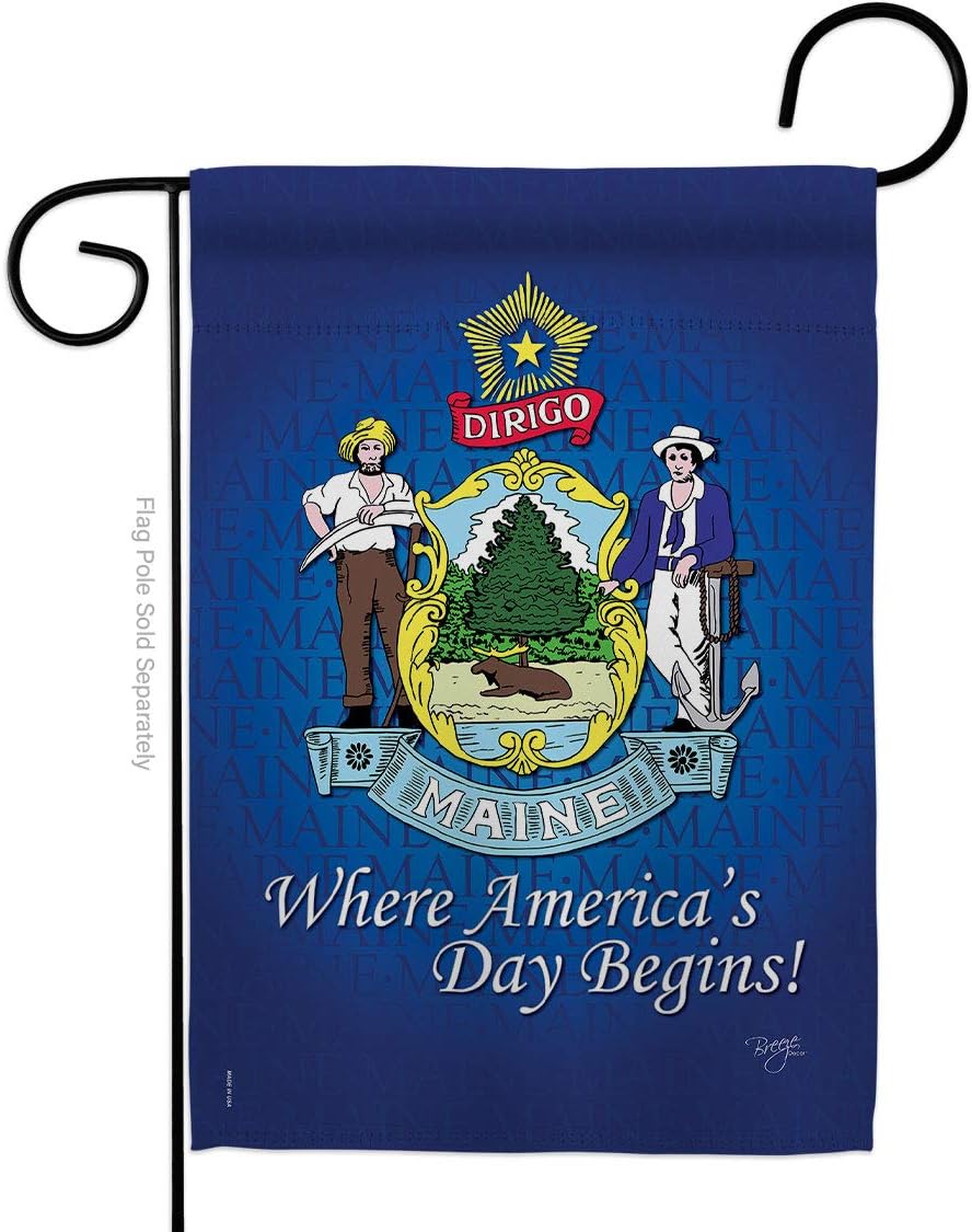 Breeze Decor G158133 Maine Americana States Impressions Decorative Vertical Garden Flag 13" x 18.5" Printed In USA Multi-Color