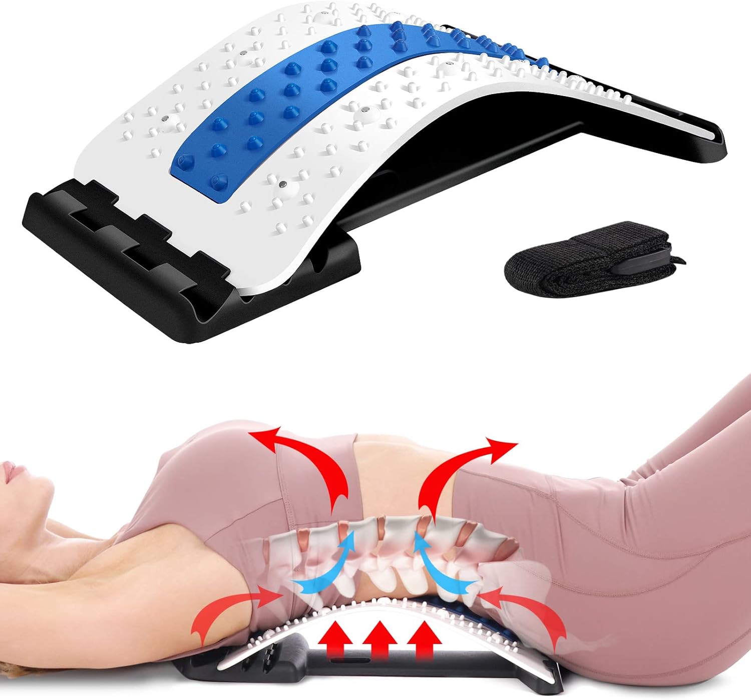 Back Cracker, Back Stretcher, 4Level Back Massager Lumbar, For Lower Back Pain