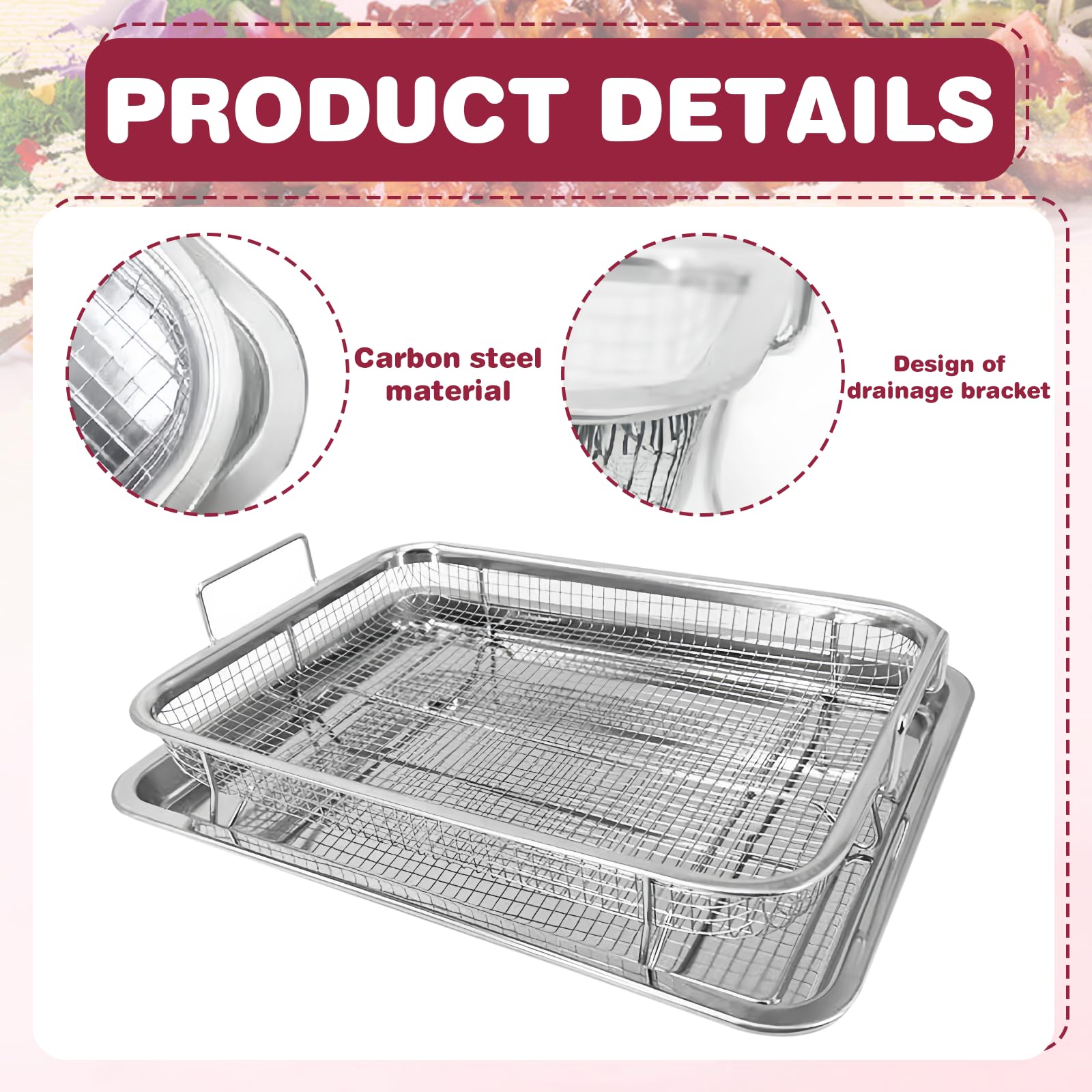 Plaque de cuisson avec grille de refroidissement, panier de barbecue en acier inoxydable avec poignée