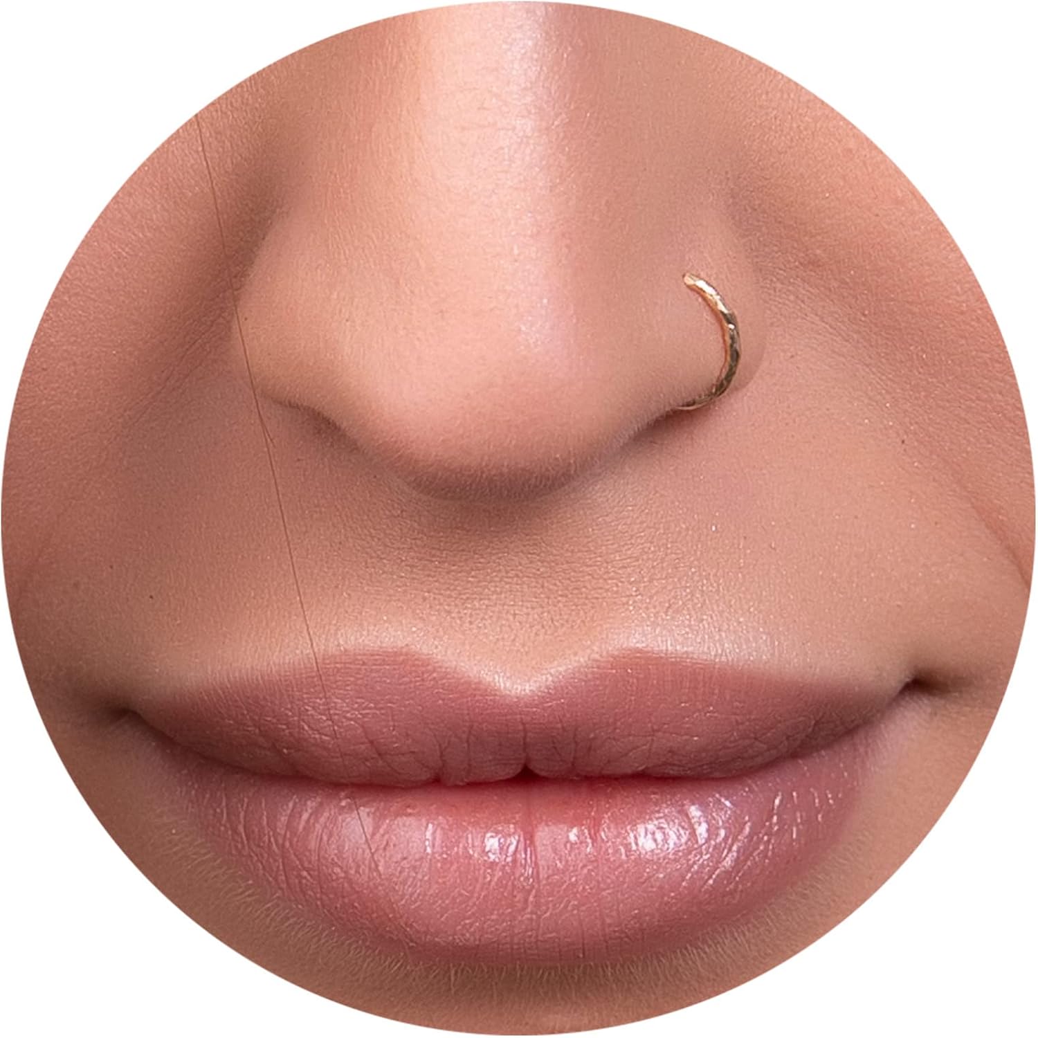 Jolliz Gold Nose Ring - Dainty 7mm Hoop 20 Gauge Hammered Piercing – Snug 14K Gold Filled Nose Piercings – Body Jewelry Piercing Hoops – Gift Wrapped Ready Purchase