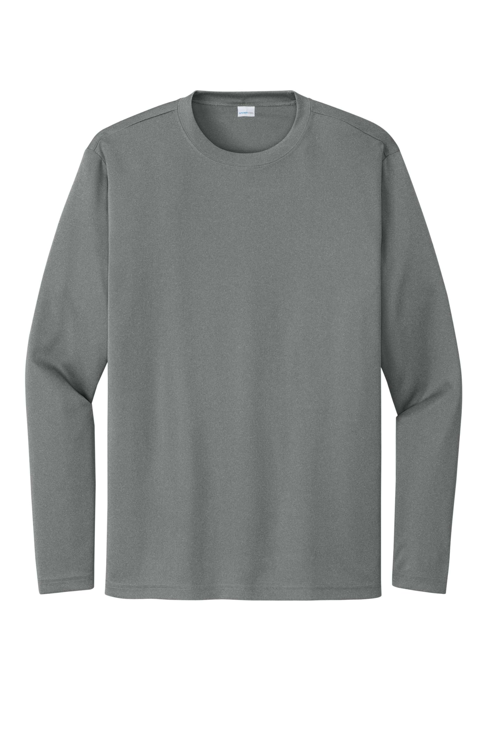Long Sleeve PosiCharge Competitor Tee | Gym T-Shirt for Men & Women by SPORT-TEK – Polyester, Iron Grey Heather, Model ST350LS