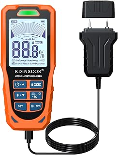 RDINSCOS 2-in-1 Pin & Pinless Moisture Meter for Wood & Walls,Rechargeable | Non-Destructive, For Drywall, Concrete & Flooring, Rechargeable, Digital Moisture Tester