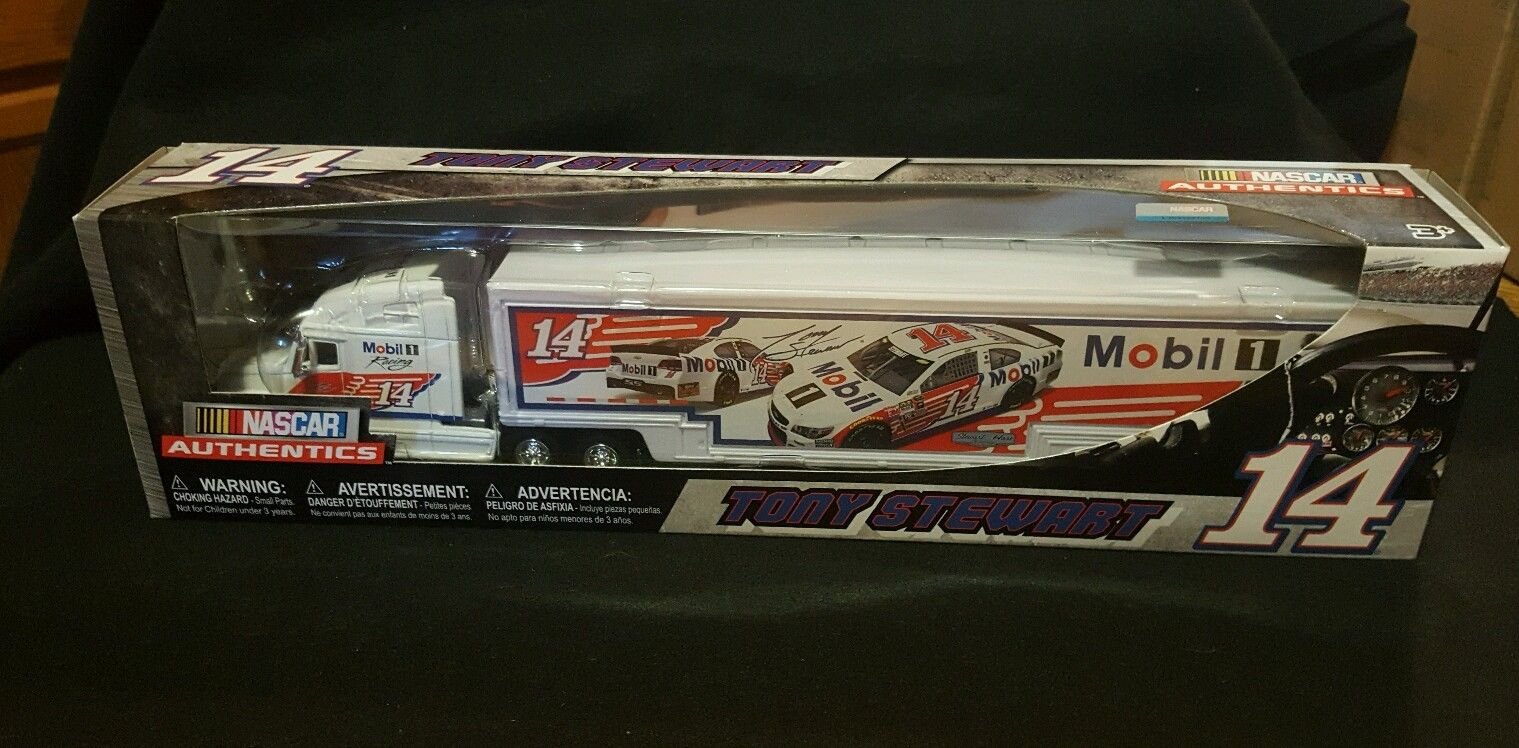 2016 Tony Stewart #14 Mobil 1 Stewart Haas Motorsports 1/64 1:64 Scale Diecast Hauler Trailer Truck Tractor Semi Rig Transporter Metal Cab/Tractor, Plastic Trailer NASCAR Authentics