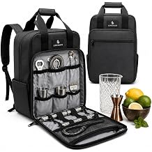 Loculus Bartender Bag Professional Travel Backpack for Bartending Tools, Bottles, Cocktail Accessories & Bar Essentials Adjustable Organizer Black/Gray