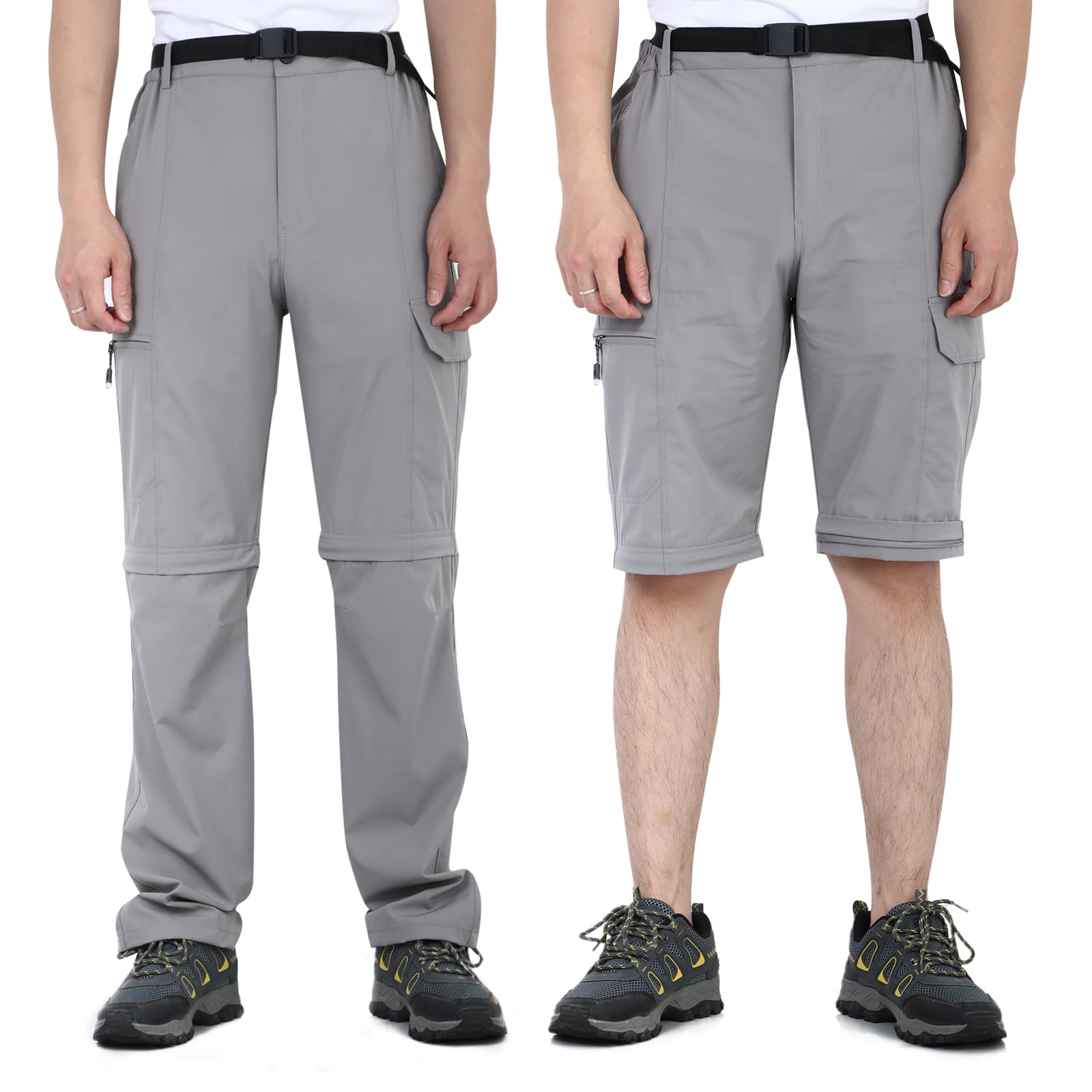 LHHMZ Herren Wanderhose, leichte Zip-Off-Freizeithose, schnelltrocknende Reise- und Angel-Cargohose, Shorts
