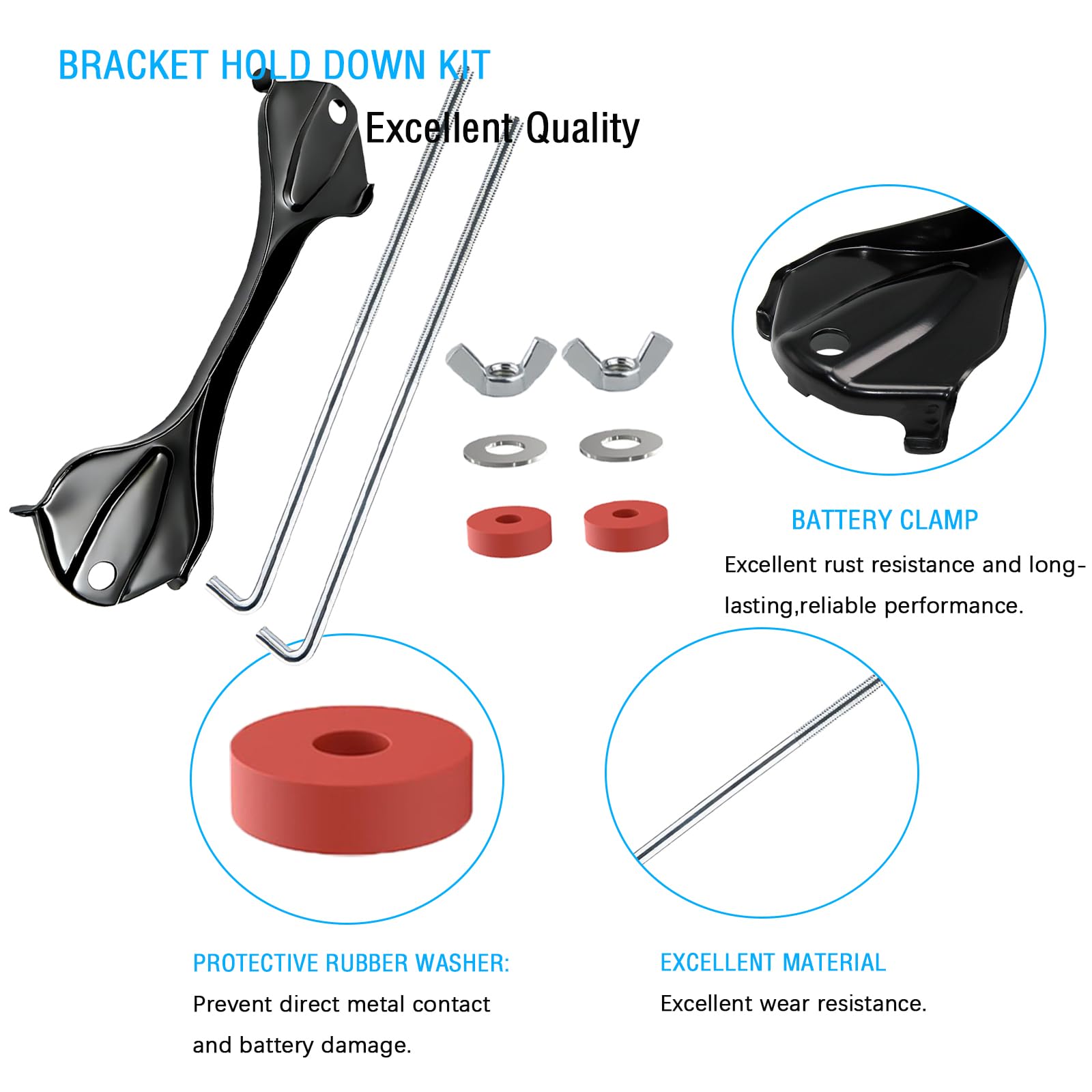 Battery Bracket Hold Down Kit Compatible with Toyota Tundra 2007-2021 for Tacoma 2005-2020 for Sequoia 2008-2021 - 4