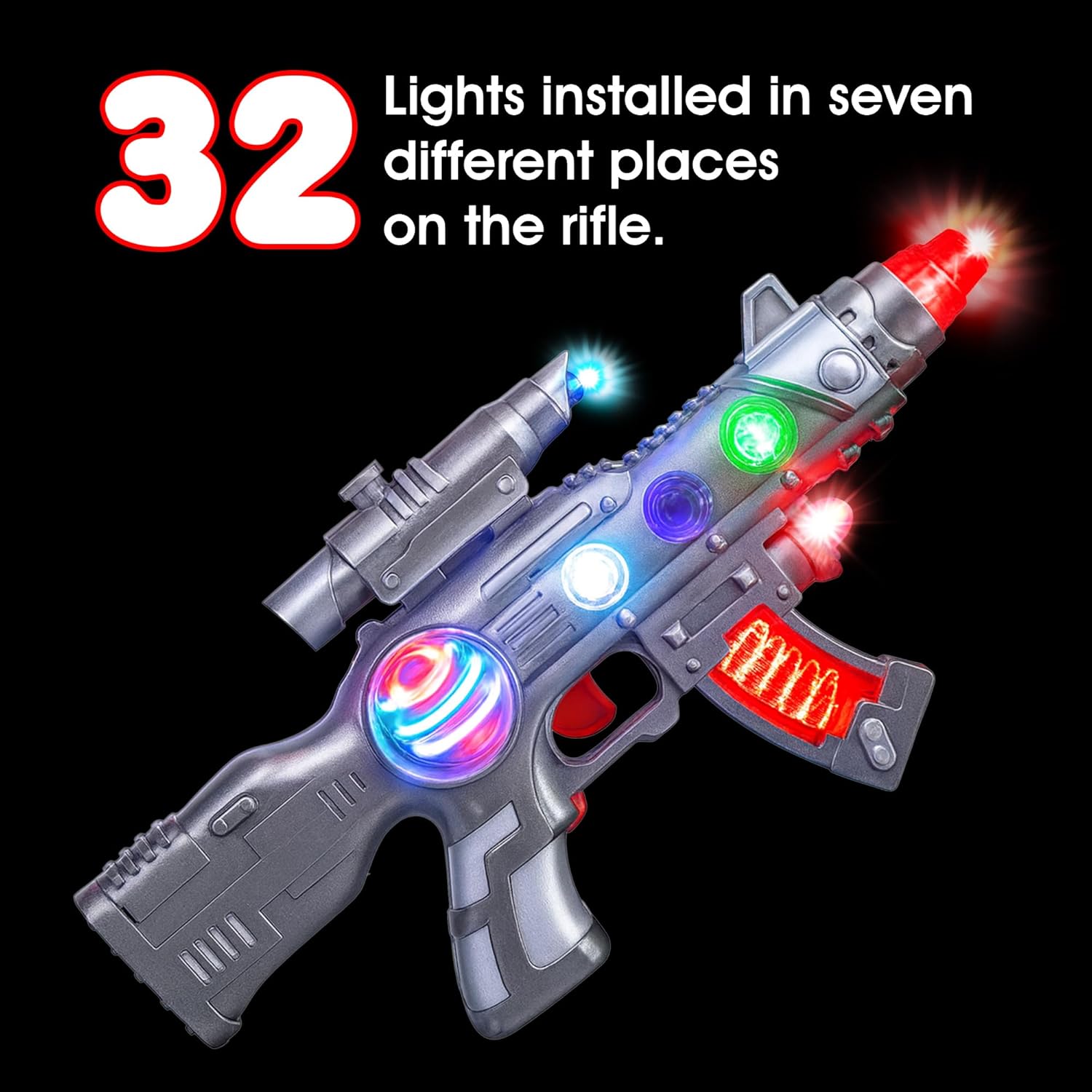 ArtCreativity Light Up Space Gun Toy for Kids - 12.5 Inch Alien Blaster with Multicolor LEDs, Sound Effects, Batteries Included, Fun Halloween Costume Accessory and Party Toy (Pack of 2)