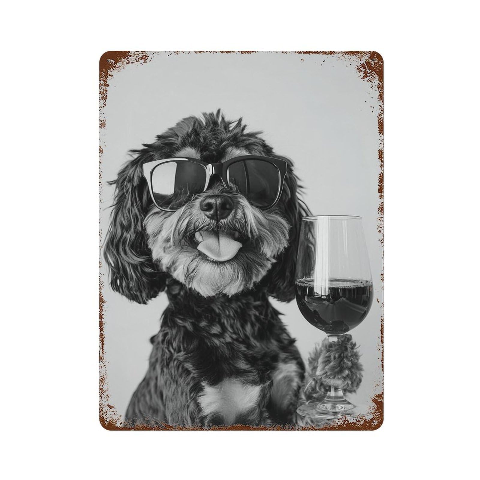 xiaoxiaoshen Cavapoo And Wine Print Wall Decor Art Metal Tin Poster Modern Home Decor Art Home Bar Shop Decorations Vintage Sign 40x30cm