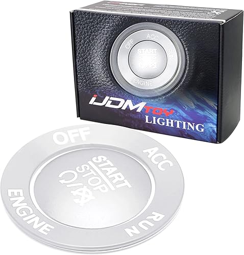 Miniatura 9 de iJDMTOY Botón de arranque de motor sin llave de aluminio deportivo y anillo circundante compatible con cargador Challenger Durango Grand Cherokee