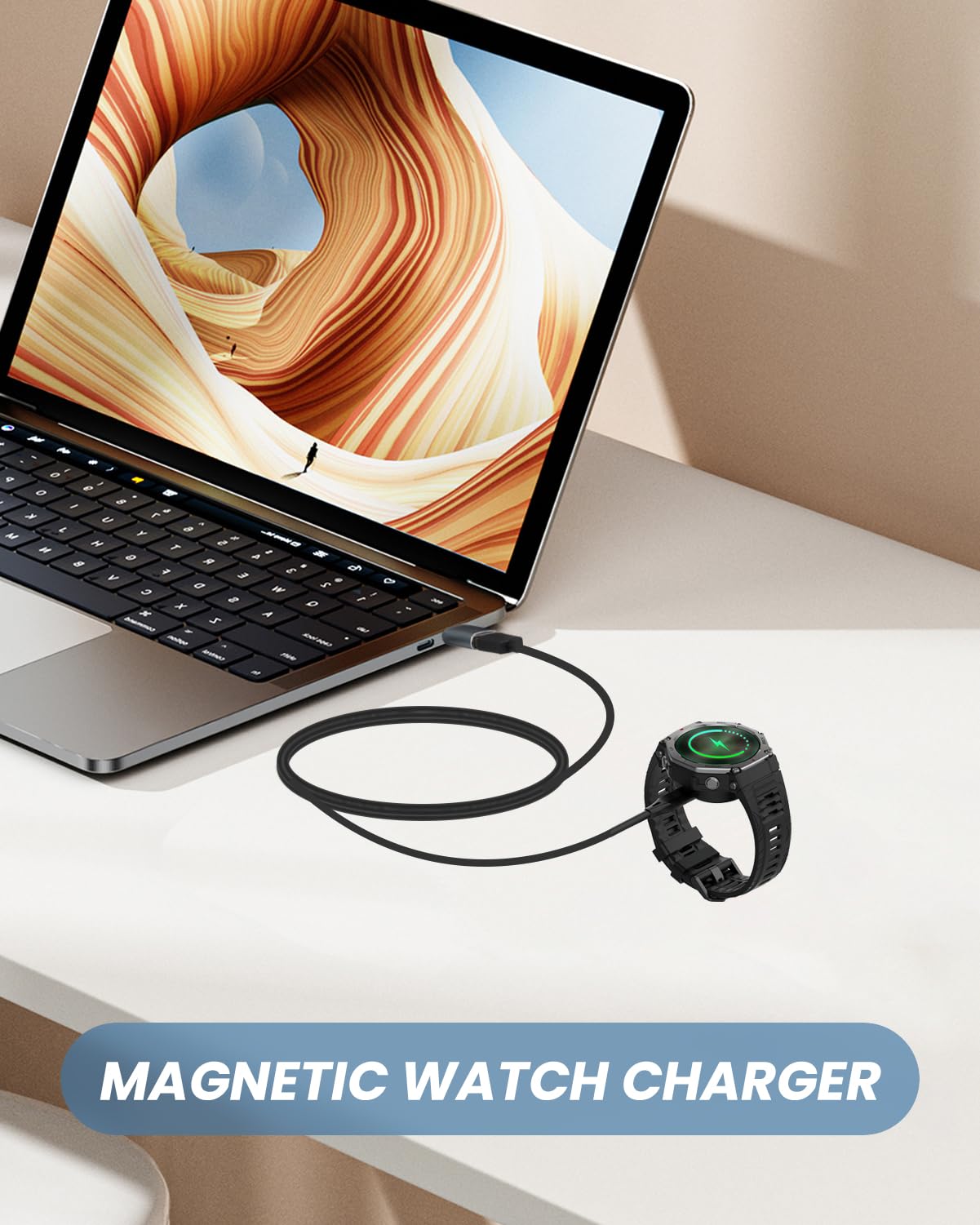 2PCS Chargeur Magnétique Type C Pour Amazfit T-Rex 3 / Balance - Adaptateur USB Portable