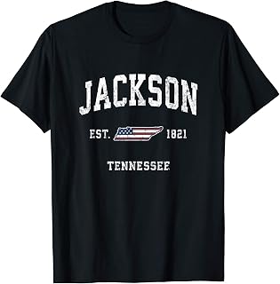 Jackson Tennessee TN Vintage American Flag Sports Design T-Shirt