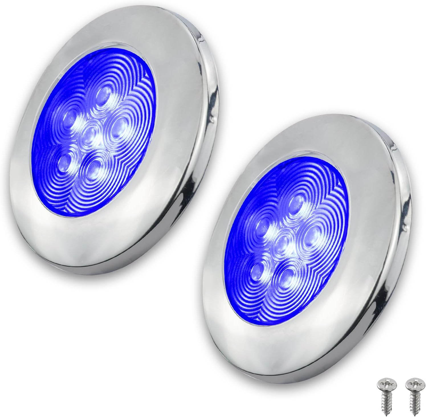 Boat Dome light,Cabin,Ceiling,Courtesy Light, 12-24VDC, 2.79 Inches,for Boats, Yachts, RVs, Caravans,Set of 2 (Blue)