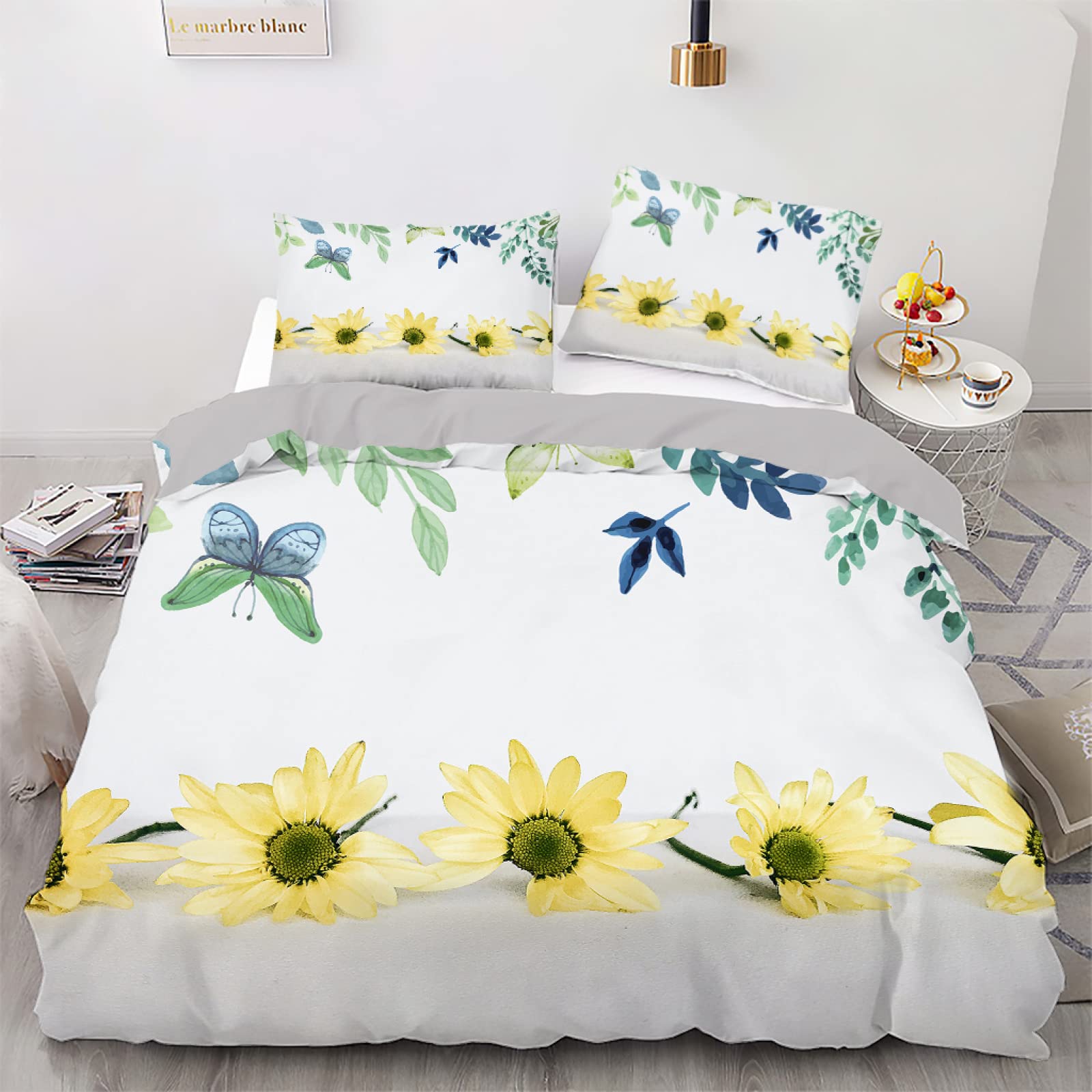 Parure de lit 90x190 enfant housse de couette blanche anti-plis et ultra douce pour ado et enfants