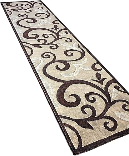 Miniatura 4 de EMIRATES Alfombra moderna de pasillo largo, diseño floral bereber beige, 525 (31 pulgadas x 9 pies 10 pulgadas)