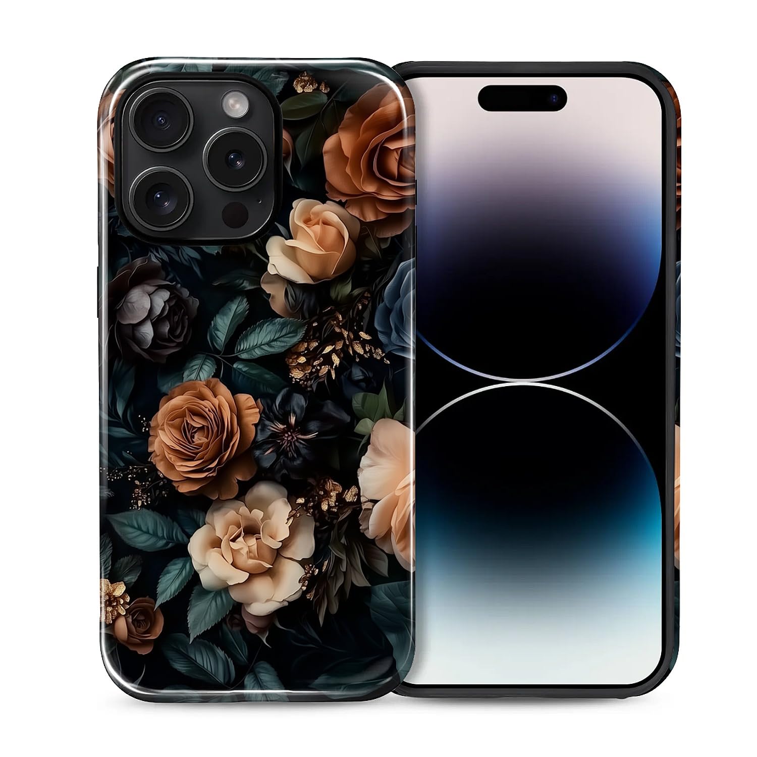 Compatible with iPhone 14 Pro Max Case, Hybrid 2-Layer Case Shockproof Anti-Scratch for Girl Women Boy Men, Midnight Floral for iPhone 14 Pro Max