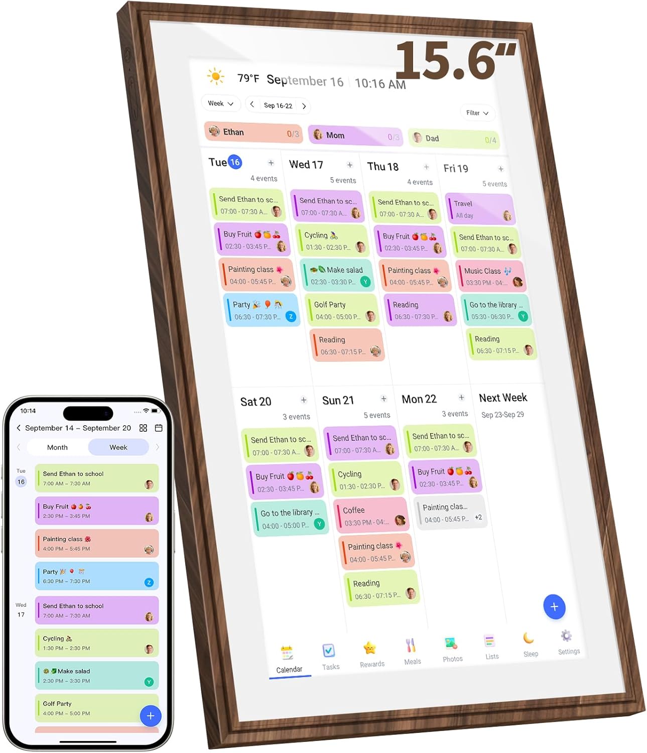 15.6 Inch Digital Calendar Chore Chart with Touchscreen – Full HD Interactive Display, Wall & Desk Mountable Family Planner, to-Do List & Meal Planner, Digital Picture Frame Gifts for Women Mom