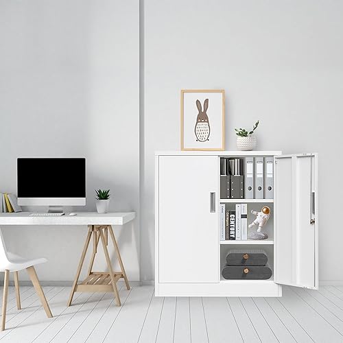 Miniatura 57 de CMY Armario de almacenamiento de metal con dos cajones, gabinetes de acero de 36 pulgadas de alto con estante ajustable, armario de almacenamiento